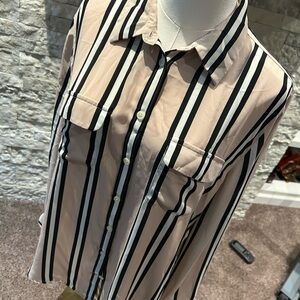 LOFT Light Pink Striped Blouse